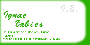 ignac babics business card